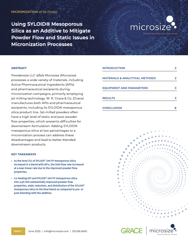 Using SYLOID® Mesoporous Silica as an Additive to Mitigate Powder Flow and Static Issues in Micronization Processes Thumbnail